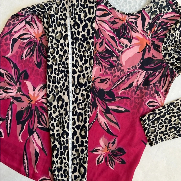 Gerry Weber women long sleeve shirt top blouse size US 8 Leopard Floral Print - Picture 5 of 10